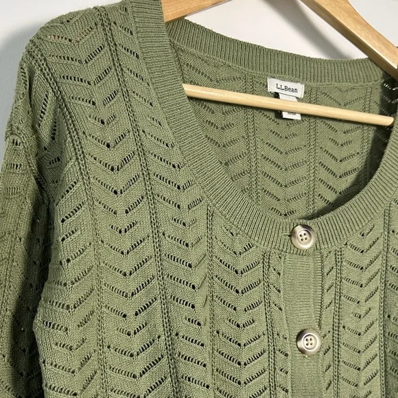 L.L. Bean Pointelle Cardigan, MP - Picture 2 of 7
